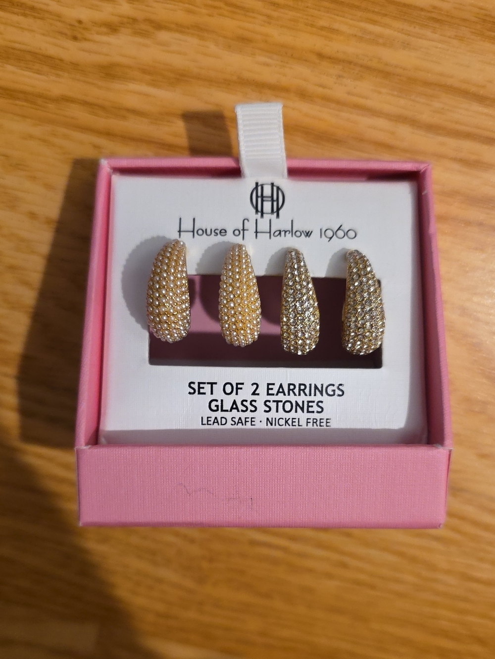 House of Harlow 1960 Gold And Glass Stone Earring Set